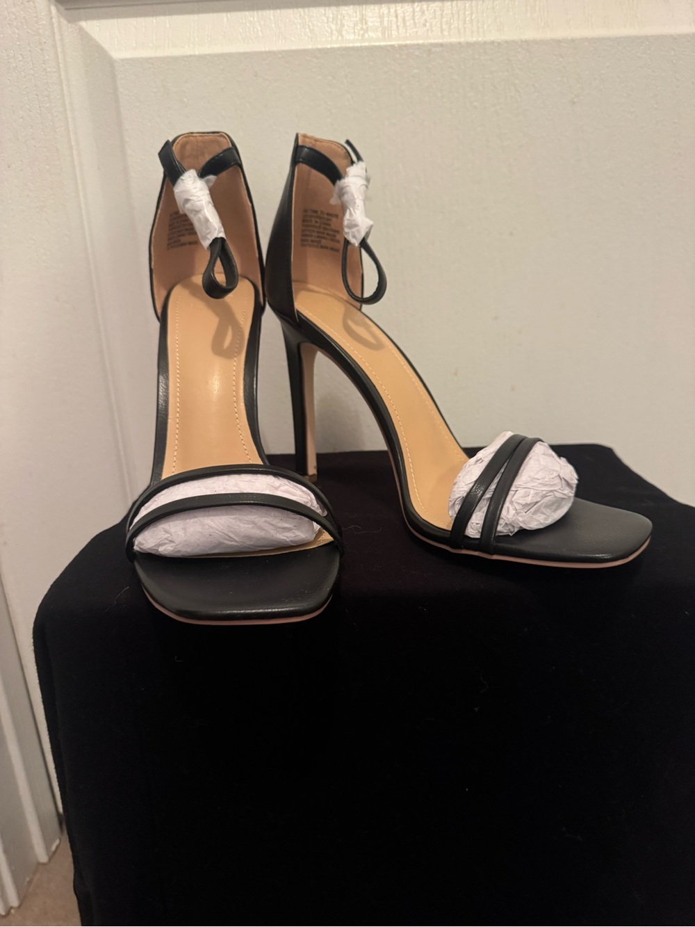 Elegant Black Open-Toe Ankle-Strap High Heels